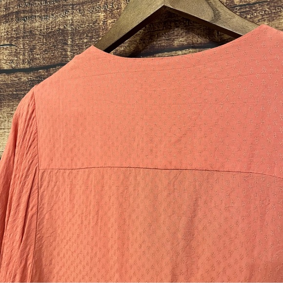 Forever 21 Coral V-neck Wrap Cropped flouncy short Sleeve Blouse Size XL - Picture 6 of 6